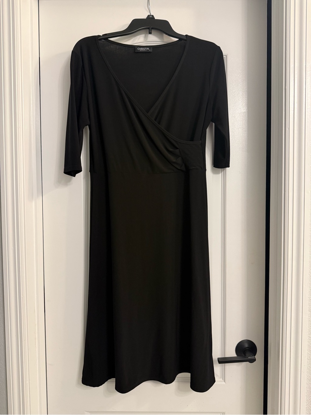 Christin Michaels Black Midi Dress